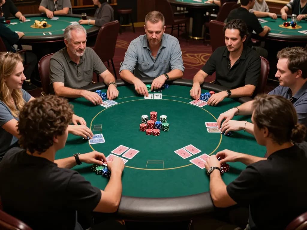 Players strategizing their moves and enjoying poker at Lucky88s during an exciting game night.