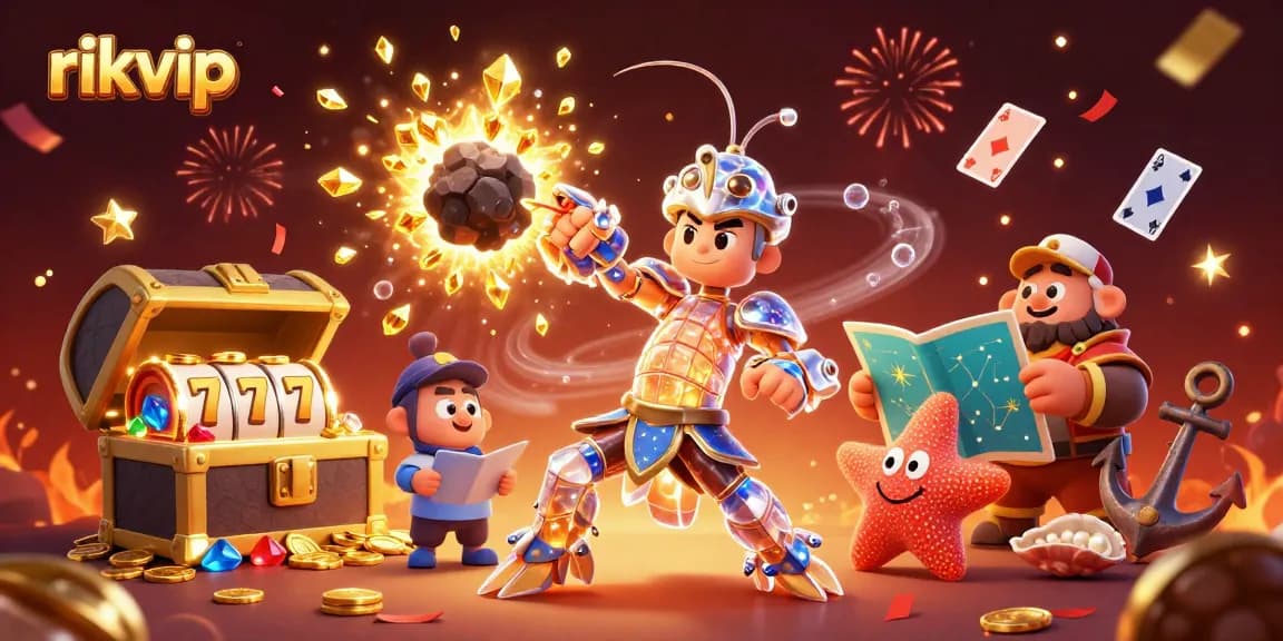 Play exciting slots with rikvip as a galactic samurai shrimp breaks through treasure-filled asteroids.