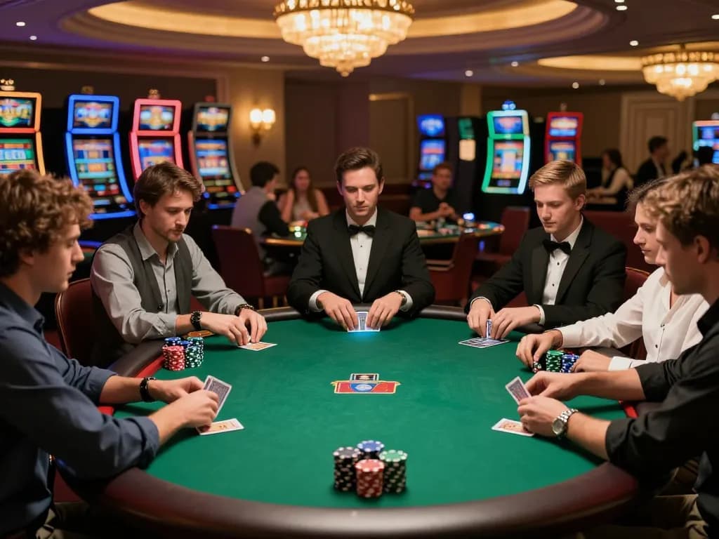 Players engaged in a high-stakes game at shbet800 casino, showcasing strategic card play.