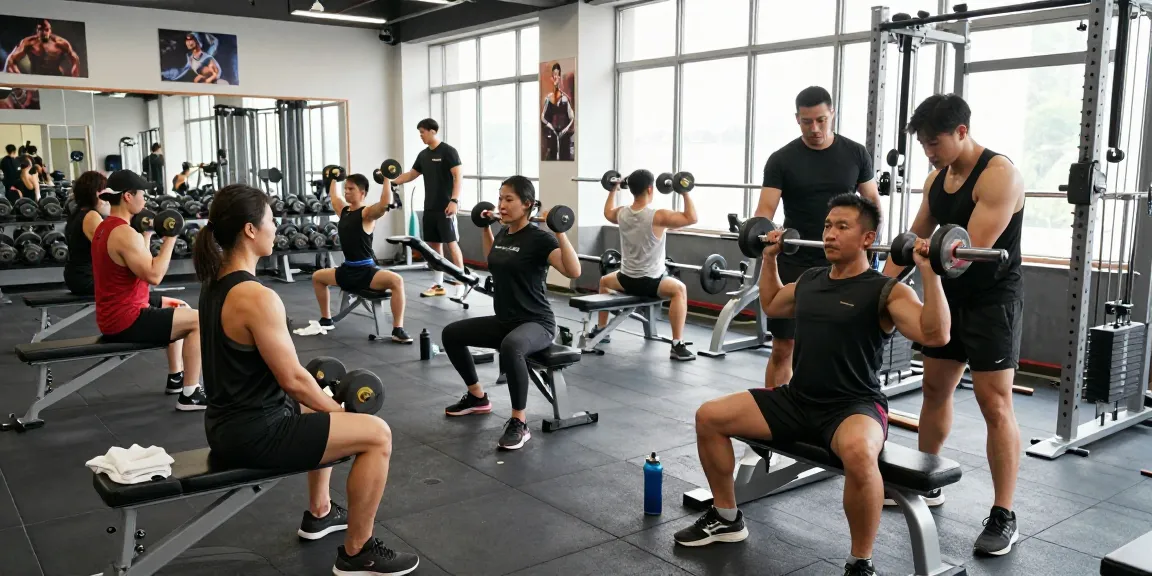 Anabolika Shop community workout scene with bodybuilders training together in a modern gym.