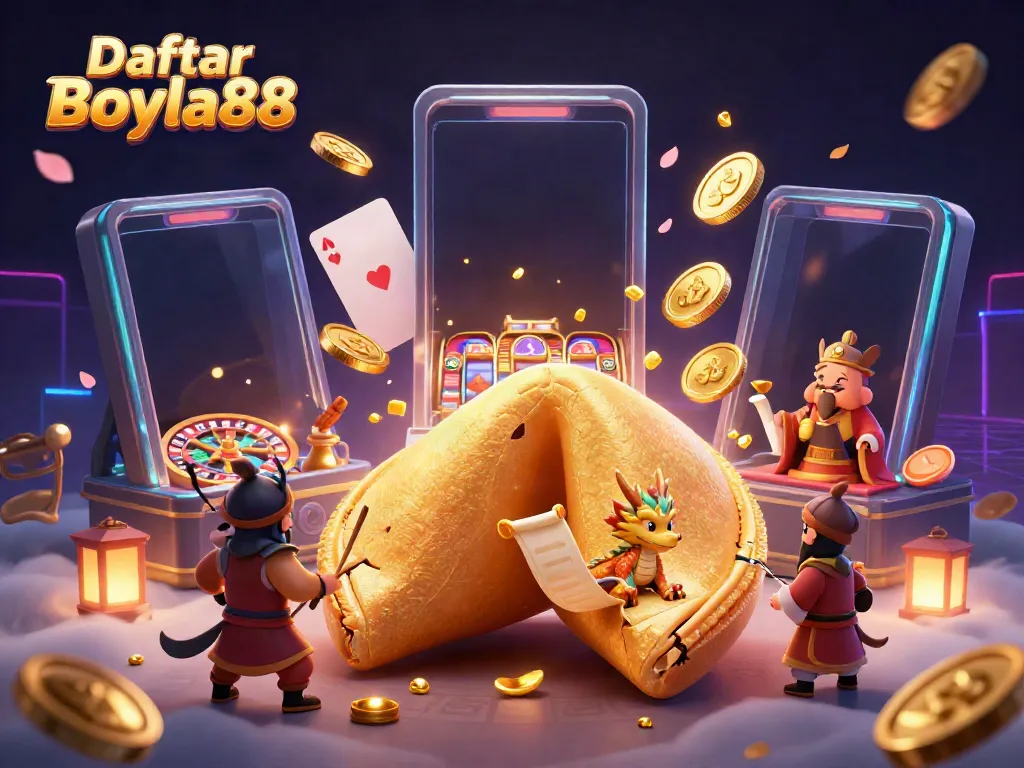 Experience the thrill of Daftar Bola88 with a captivating 3D scene showcasing golden luck and winning fortunes.