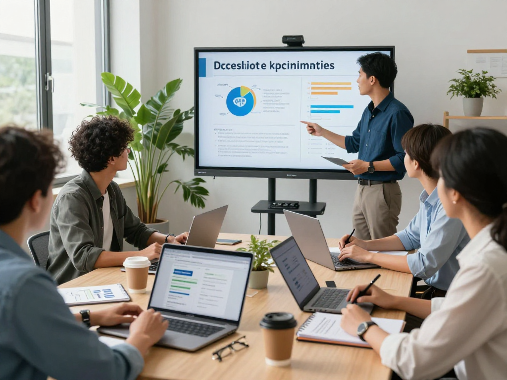 Engaged team discussing data protection and digital accessibility for öffentliche und gemeinnützige Einrichtungen Kommunen in a modern office.