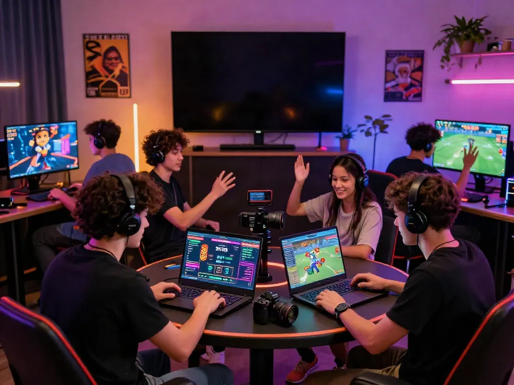 Players enjoying a vibrant online casino experience at https://sky88tg.com/, celebrating wins together in a lively gaming environment.