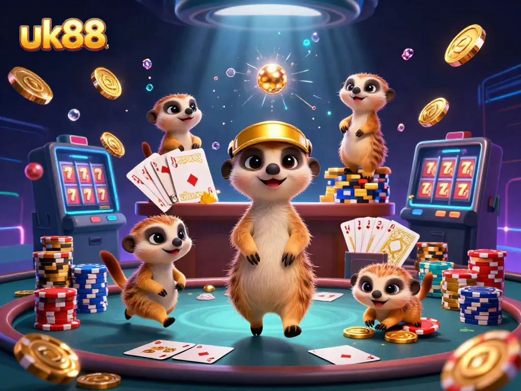 Experience the lively dynamics of uk88's vibrant casino operations with engaging meerkat characters.