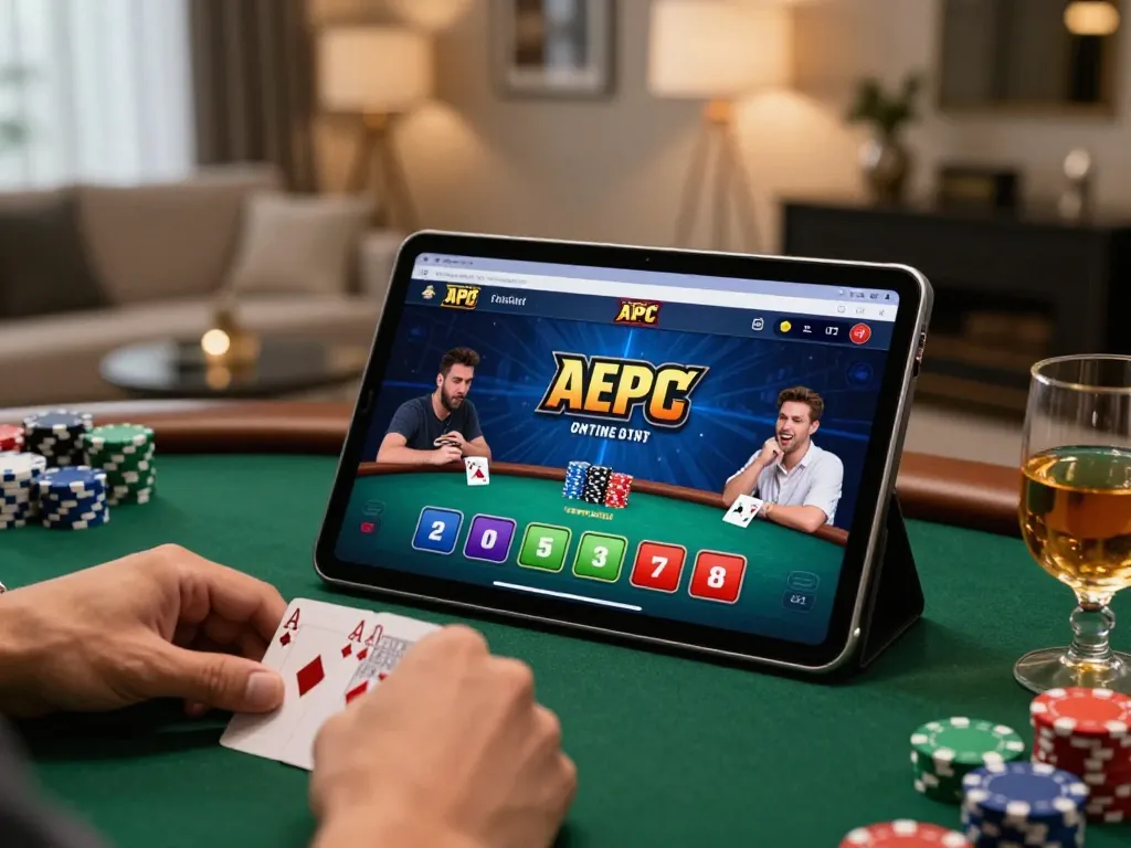 Engaging online poker gameplay interface on tablet reflecting strategic insights while using go8.com for responsible gaming.