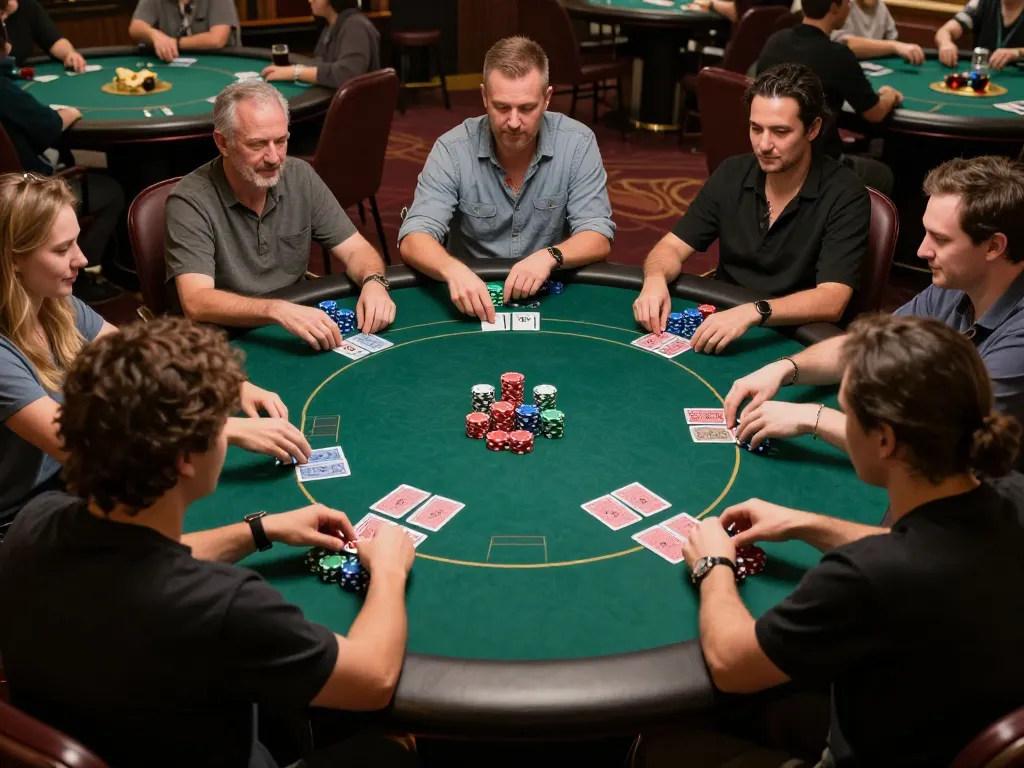Players strategizing their moves and enjoying poker at Lucky88s during an exciting game night.