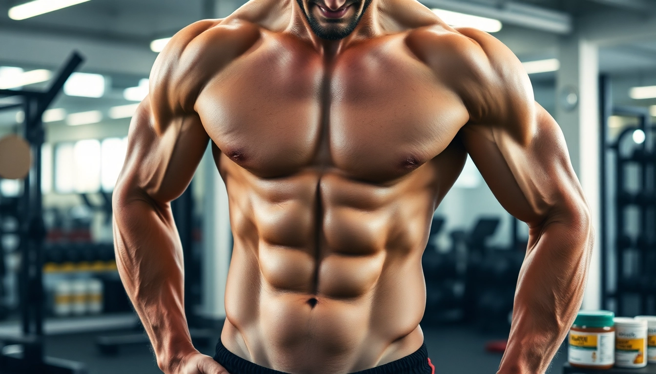 Bild eines Bodybuilders mit Unique Pharma Steroids im Fitnessstudio.