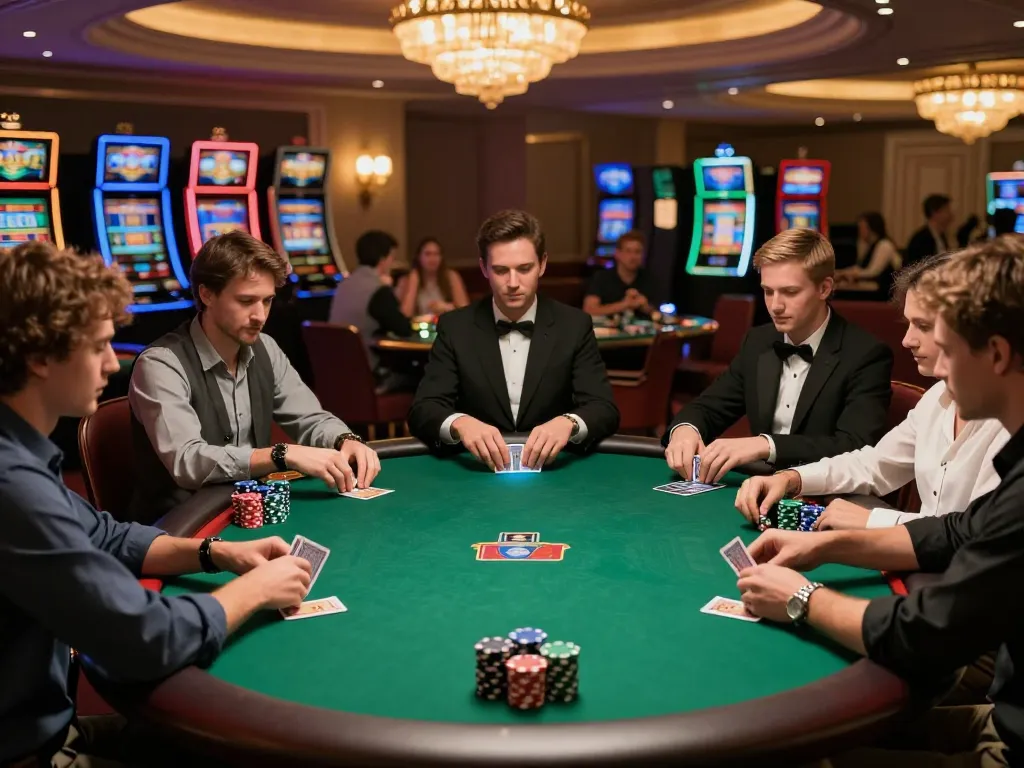 Players engaged in a high-stakes game at shbet800 casino, showcasing strategic card play.