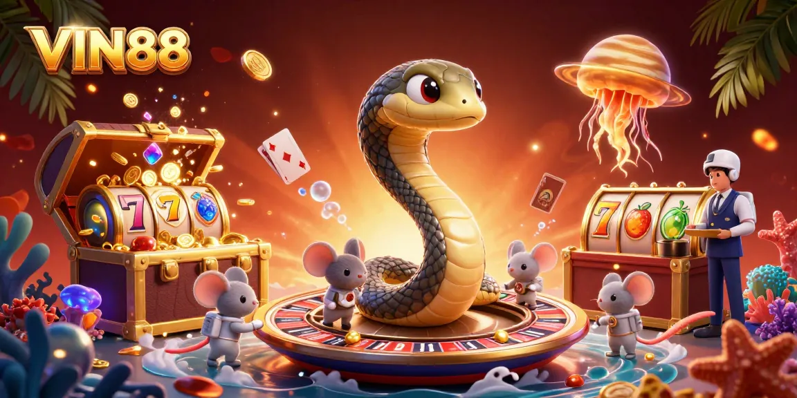 Bet on a dynamic scene with VIN88 where fun-loving astronaut mice explore cosmic slots and roulette.