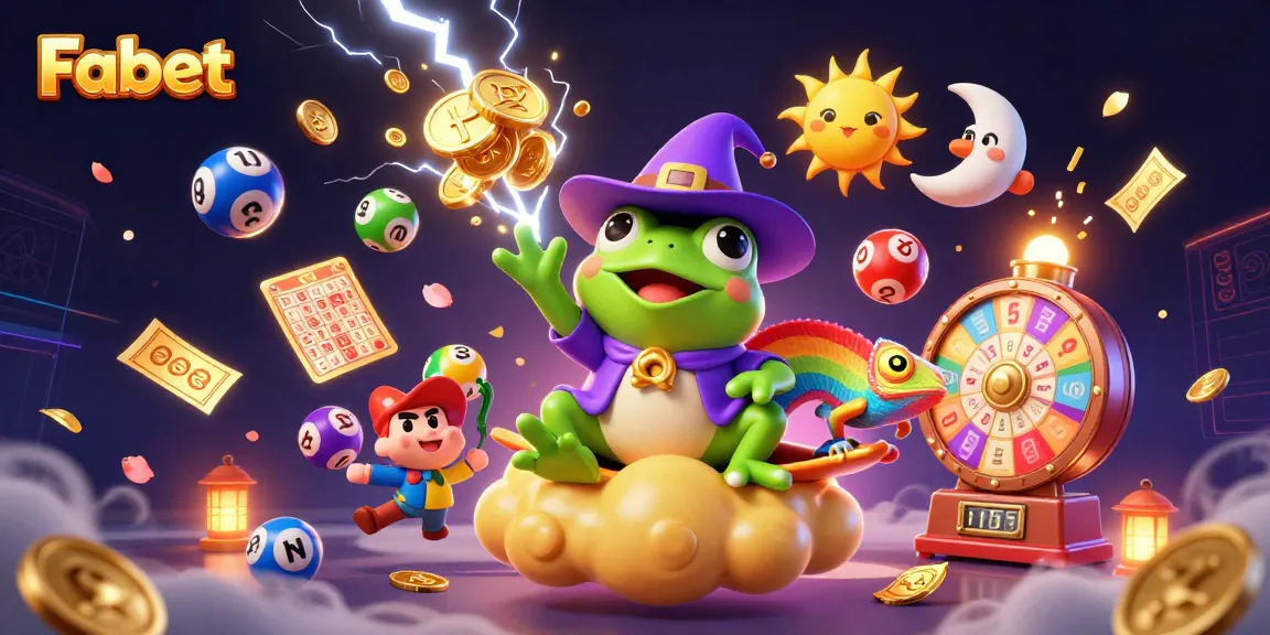 Spin and win at Fabet with colorful lottery balls and magical characters enhancing your betting experience.